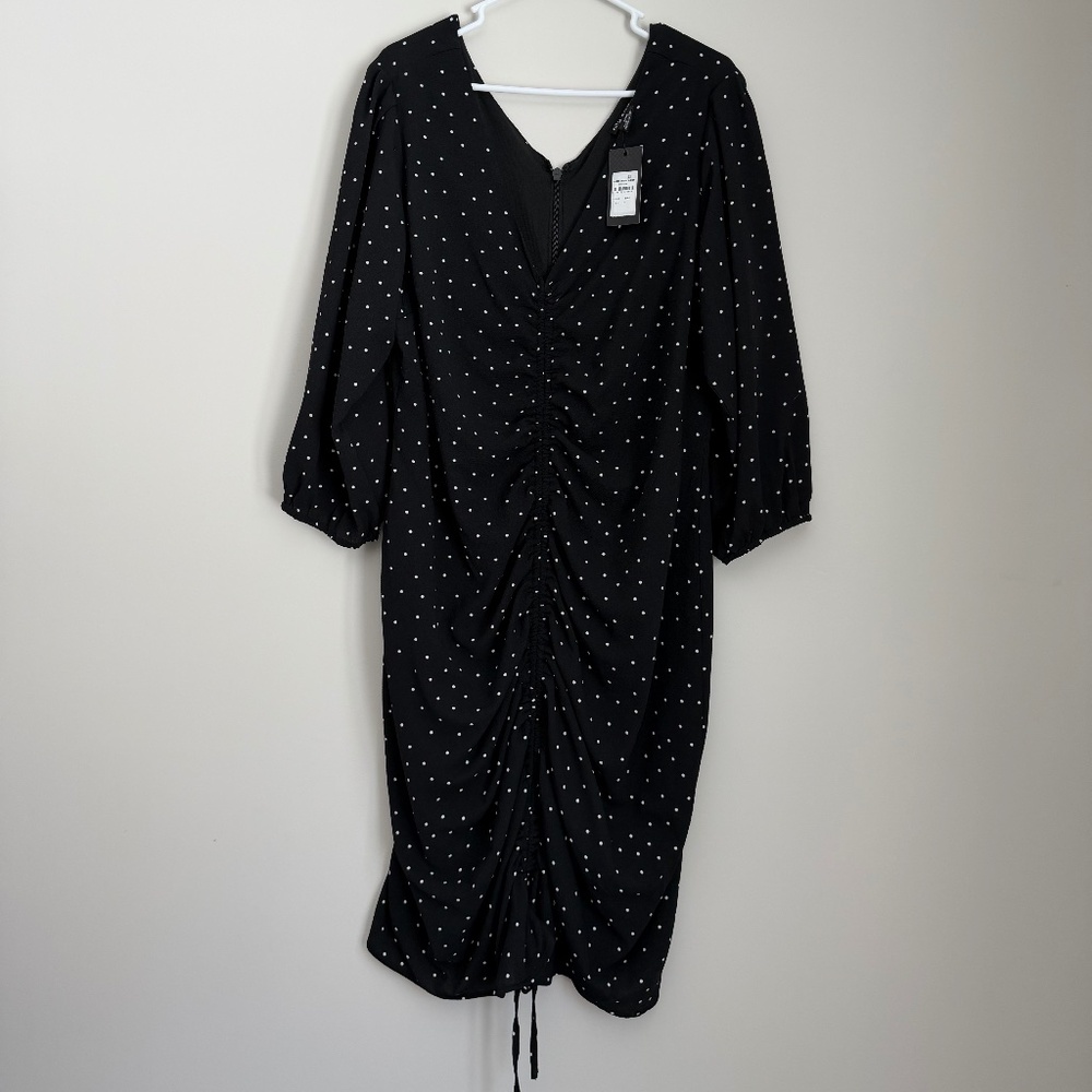 City Chic Polka Dot Ruched Dress – Size 18 (M) – New With Tags